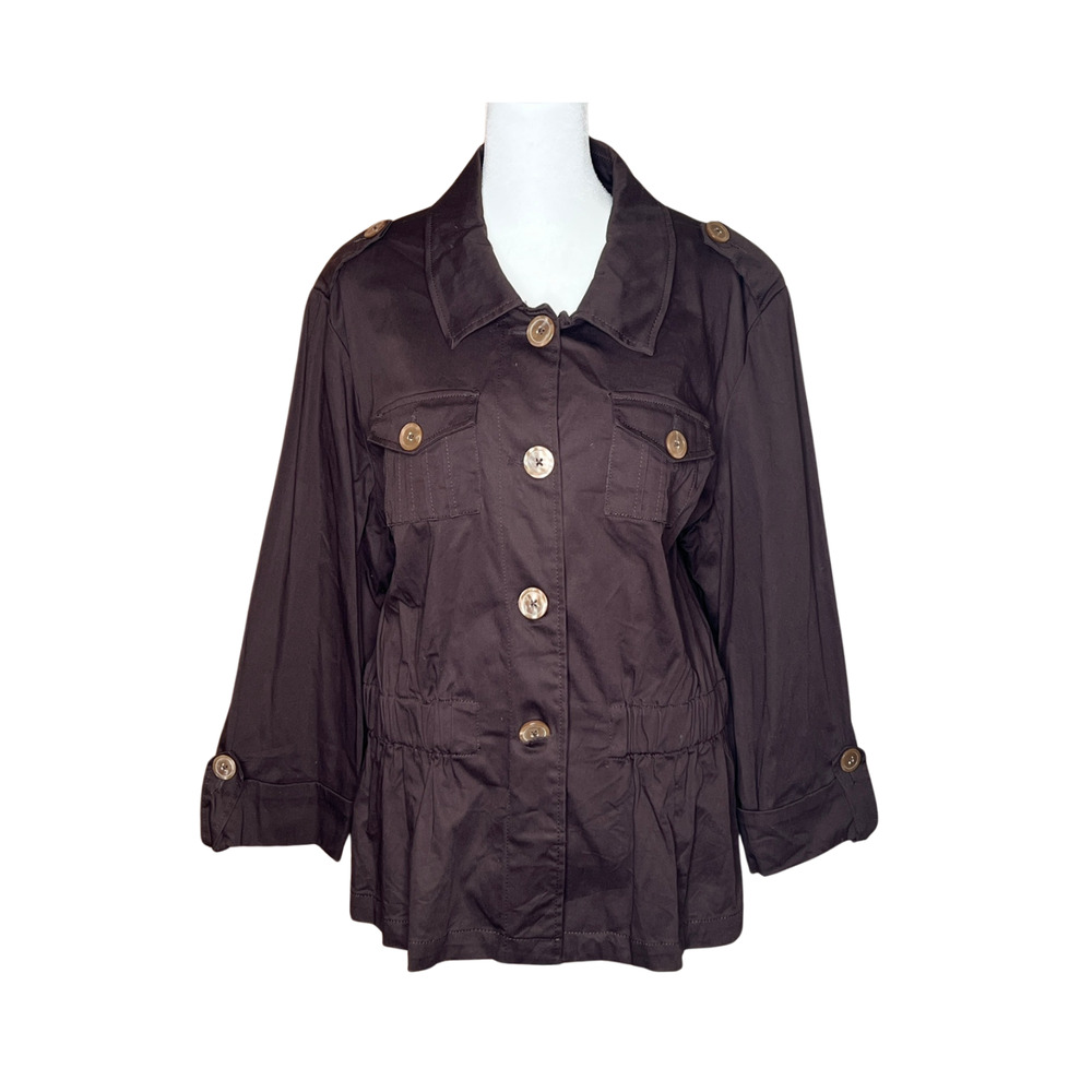 Larry Levine Womens Jacket Chocolate Brown Utility Grunge Baddie Lorelai Gilmore